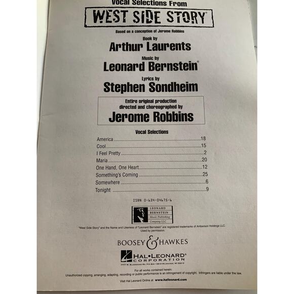 West Side Story, Songbook, Vocal Selections, Leonard Bernstein - Picture 2 of 2